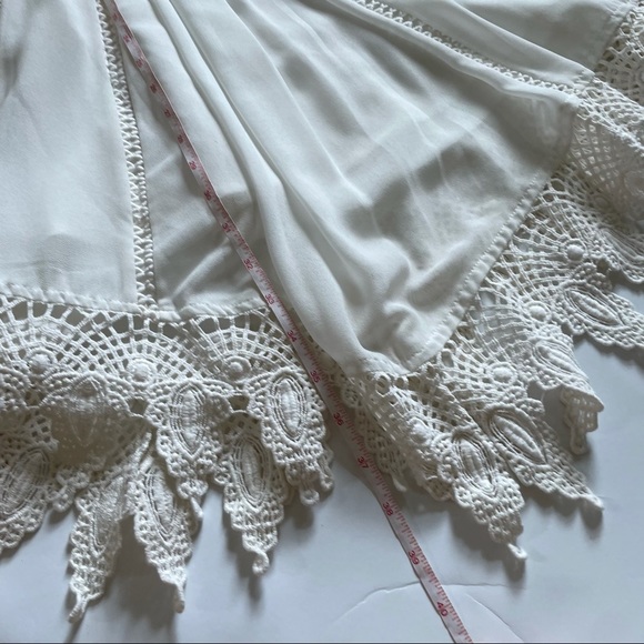 Greylin White Asymmetrical Lace Trim Dress Large - Picture 11 of 15